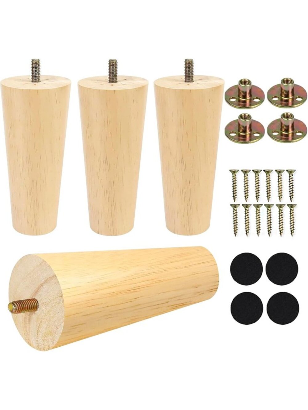 8 Inches Furniture Legs Round Solid Wood Sofa Legs Replacement Legs for Cabinet